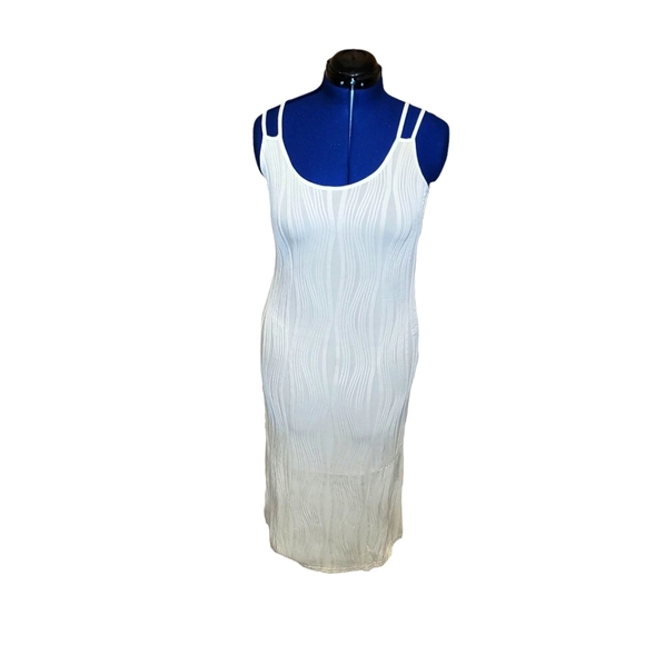 YYA Women's Sleeveless  Dress  White - Sz Medium Bodycon Textured - Picture 1 of 7